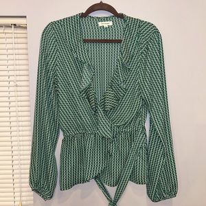Green long sleeve blouse only worn TWICE